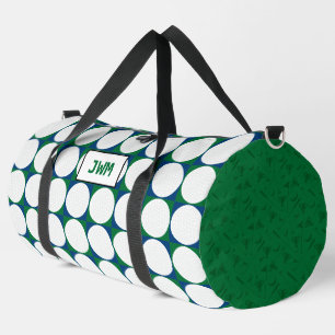 Golf Balls Muster INITIALS Green Blue Preppy Fun Duffle Bag