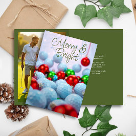 Golf Balls & Shiny Ornaments ・ Family Foto Green Feiertagskarte