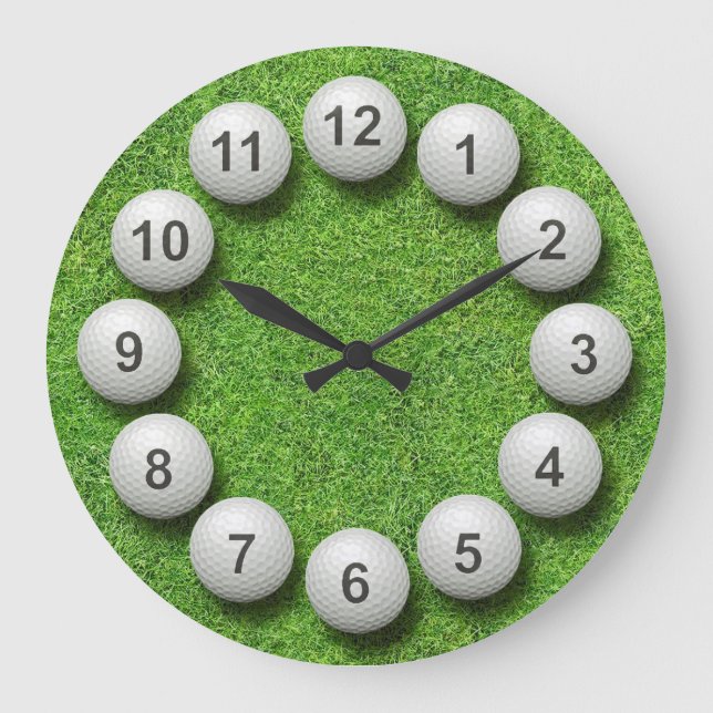 Golf Balls Time Große Wanduhr (Vorderseite)
