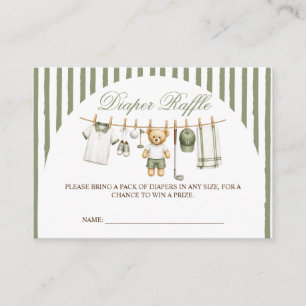 Golf-Bär-Baby-Shower-Windel-Raffle Begleitkarte