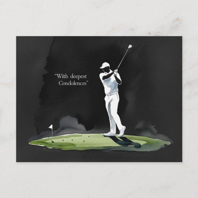 Golf Beileid "Mit tiefstem Beileid." Postkarte (Vorderseite)