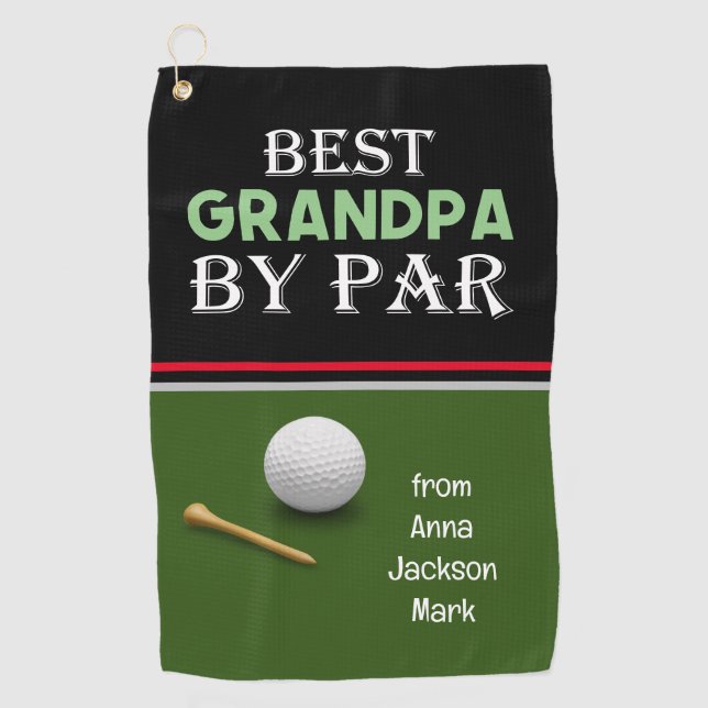 Golf Best Opa by Par für Großvater Golfhandtuch (Vorderseite)