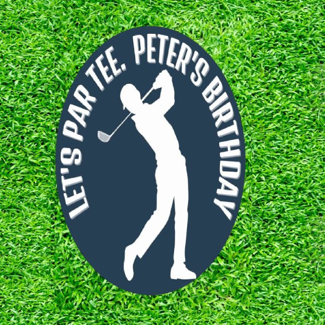 Golf Birthday Celebration Runder Aufkleber (Tee Off with Dad's Dream Gifts!)