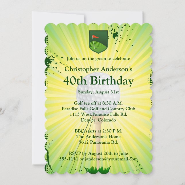 Golf Birthday Einladung. Einladung (Vorderseite)