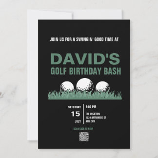 Golf Birthday Einladungen mit QR-Code