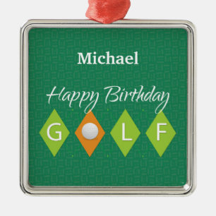 Golf Birthday Green Diamond Shapes Ornament Aus Metall
