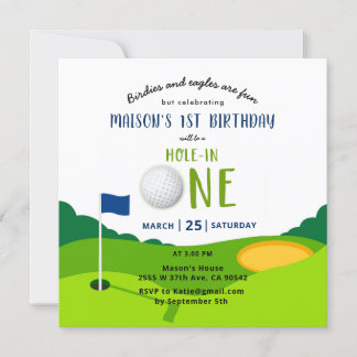 Golf Birthday Hole in einem Par-Tee-Angebot Einladung