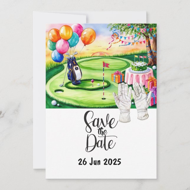 Golf Birthday Party Dekoration auf dem Platz Einladung (Vorderseite)