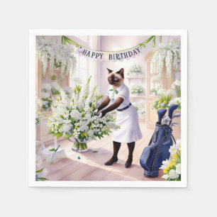 Golf Birthday Party für Katzen Liebhaber mit Blume Serviette