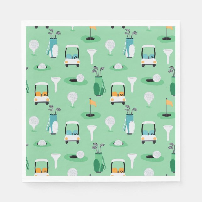 Golf Birthday Party Kinder Golfspielen Muster Serviette (Vorderseite)
