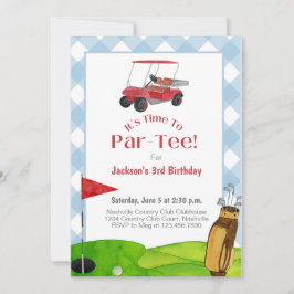 Golf Birthday Party Retirement Blue Watercolor Einladung