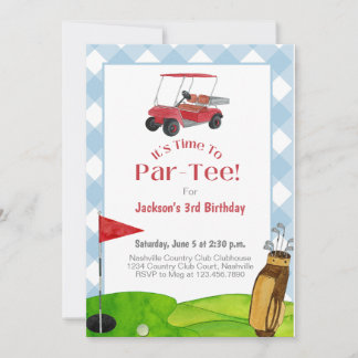 Golf Birthday Party Retirement Blue Watercolor Einladung