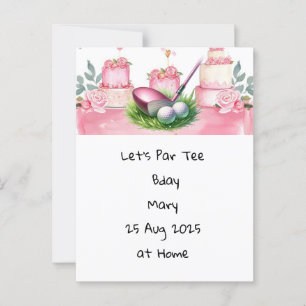 Golf Birthday Pink Thema für Lady Golfer Postkarte