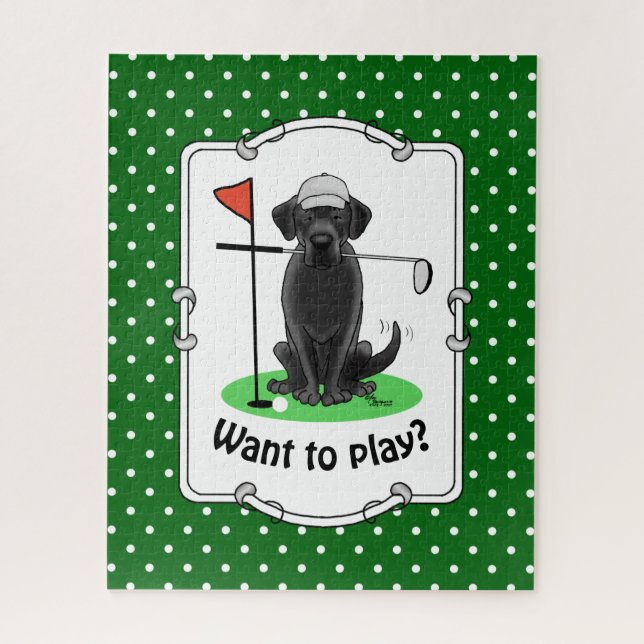 Golf Black Labrador Retriever Dog - Niedlich (Vertikal)