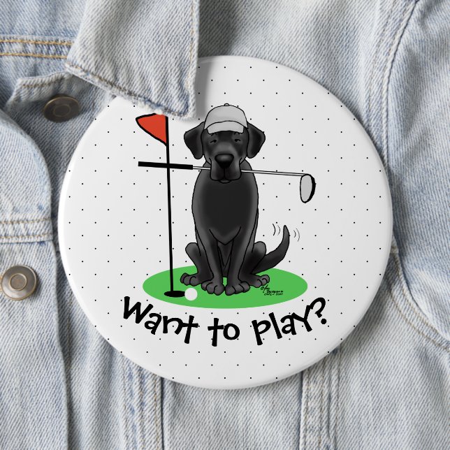 Golf Black Labrador Retriever Dog - Niedlich Button (Beispiel)