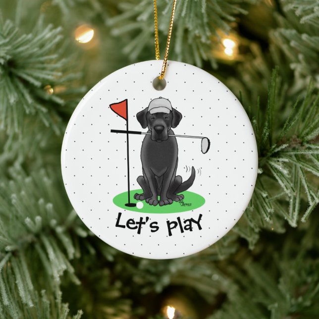 Golf Black Labrador Retriever Dog - Niedlich Keramik Ornament (Baum)