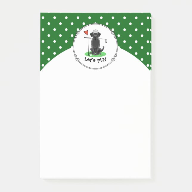 Golf Black Labrador Retriever Dog - Niedlich Post-it Klebezettel (Vorderseite)