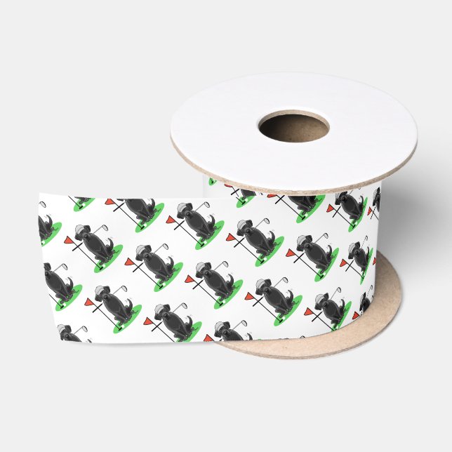 Golf Black Labrador Retriever Dog - Niedlich Satinband (Spule)