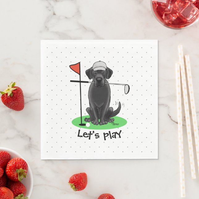 Golf Black Labrador Retriever Dog - Niedlich Serviette (Beispiel)