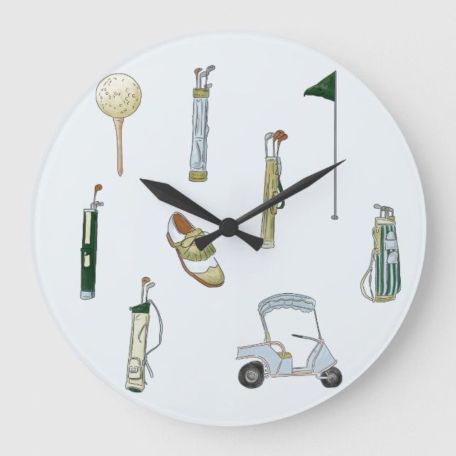 Golf blau und grün große wanduhr (Vorderseite)