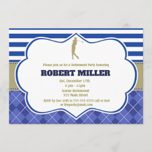 Golf Blue Gold Adult Rente Party Einladung