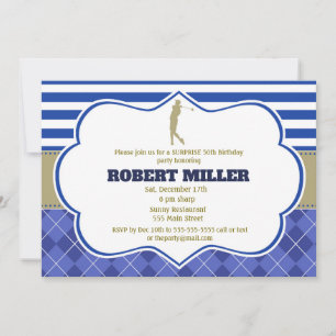 Golf Blue Gold Adulte Invitation d'anniversaire