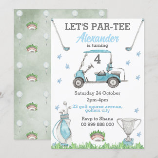 Golf Blue Par T-Shirt Einladung zum Geburtstag