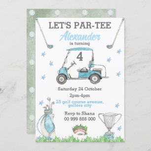 Golf Blue Par Tee Invitation Anniversaire