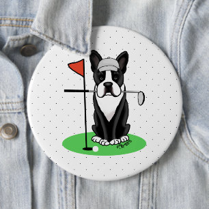 Golf Boston Terrier Dog (schwarz) Niedlich Button