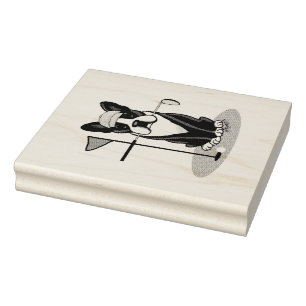 Golf Boston Terrier Dog (schwarz) Niedlich Gummistempel