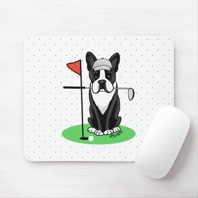 Golf Boston Terrier Dog (schwarz) Niedlich Mousepad (Mit Mouse)