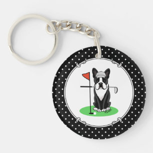 Golf Boston Terrier Dog (schwarz) Niedlich Schlüsselanhänger