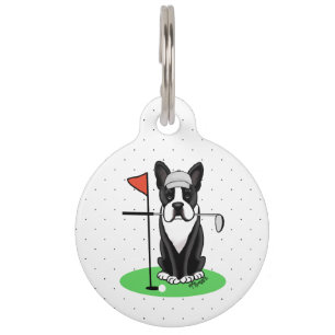 Golf Boston Terrier (schwarz) Süßer Hund Haustiermarke