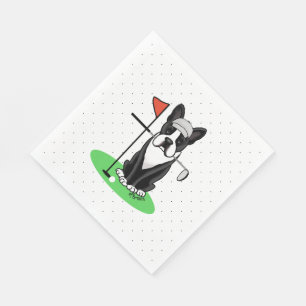 Golf Boston Terrier (schwarzer) Niedlicher Hund Serviette