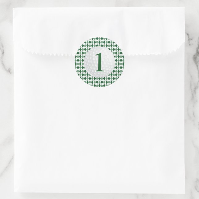 Golf Boy 1. Geburtstag Runder Aufkleber (Tasche)