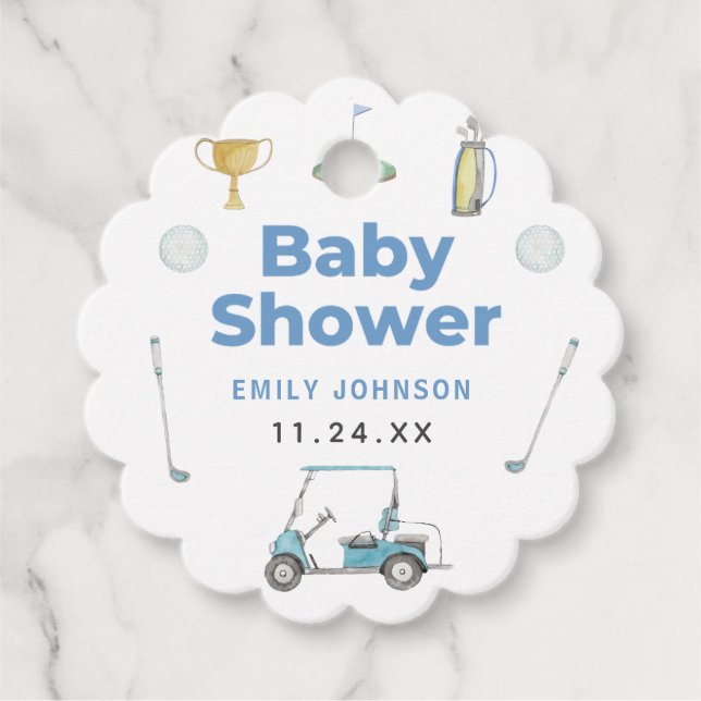 Golf Boy Baby Dusche Geschenkanhänger (Vorderseite)