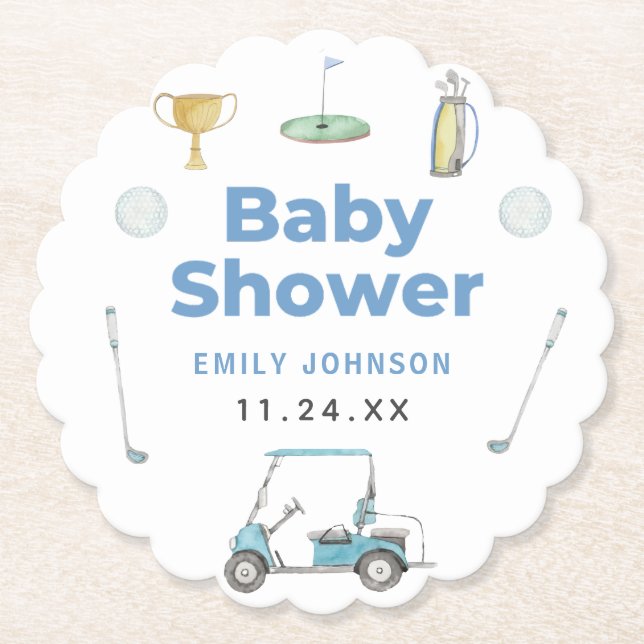 Golf Boy Baby Dusche Untersetzer (Vorderseite)
