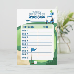 Golf Boy Birthday Par Tee 9 Trous Carte Scorecard