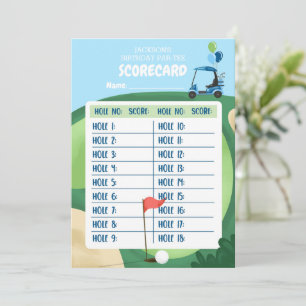 Golf Boy Birthday Par-Tee Carte de score 18 Trous