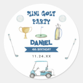 Golf Boy Birthday Party Runder Aufkleber
