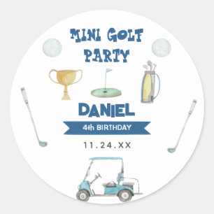 Golf Boy Birthday Party Runder Aufkleber