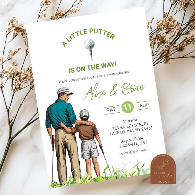 Golf Boy Little Putter ist auf dem Weg Baby Dusche Einladung (Von Creator hochgeladen)