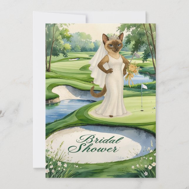 GOLF BRAUTPARTY für Cat Lover Golfer Einladung (Vorderseite)