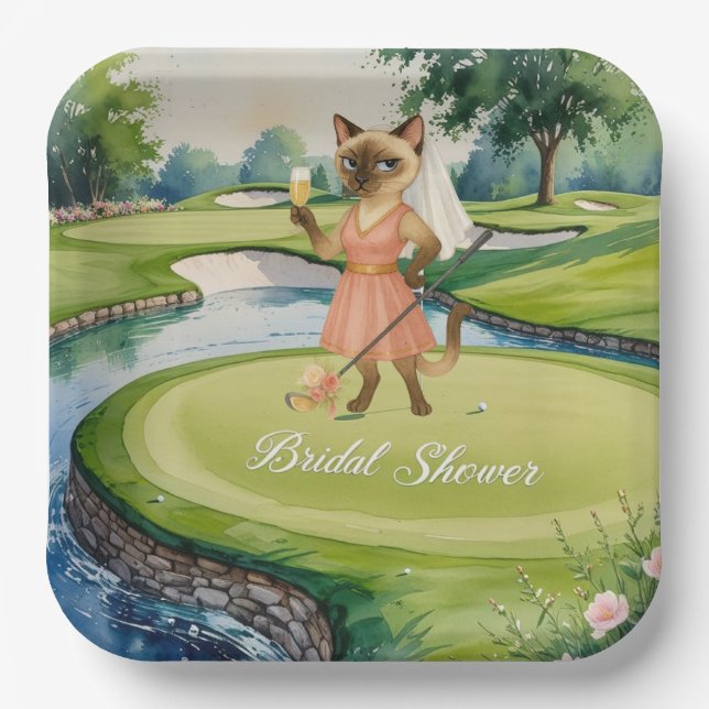 GOLF BRAUTPARTY für Cat Lover Golfer Pappteller (Vorderseite)