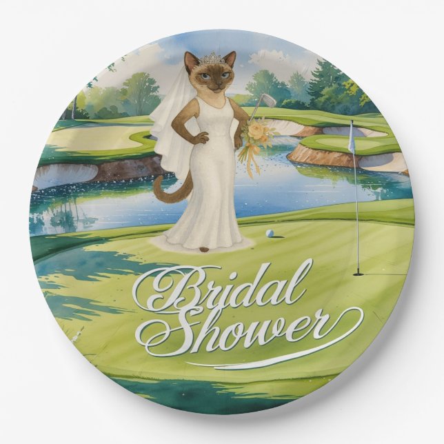 GOLF BRAUTPARTY für Cat Lover Golfer Pappteller (Vorderseite)