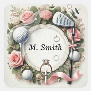 Golf Brautparty mit Golfball für Bride Golfer Quadratischer Aufkleber