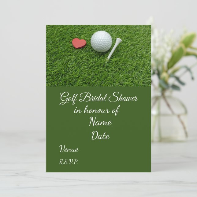 Golf Brautparty mit Golfball Save the Date Einladung (Stehend Vorderseite)