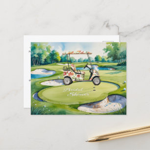 Golf Brautparty mit Golfwagen für Bride Golfer Postkarte