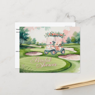 Golf Brautparty mit Golfwagen für Bride Golfer Postkarte