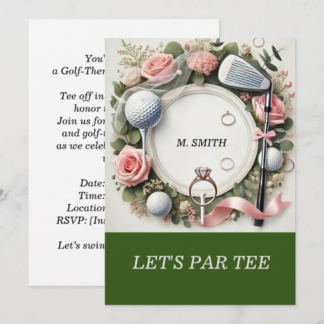 Golf-Brautparty zum Thema Golf Einladung (Vorne/Hinten)